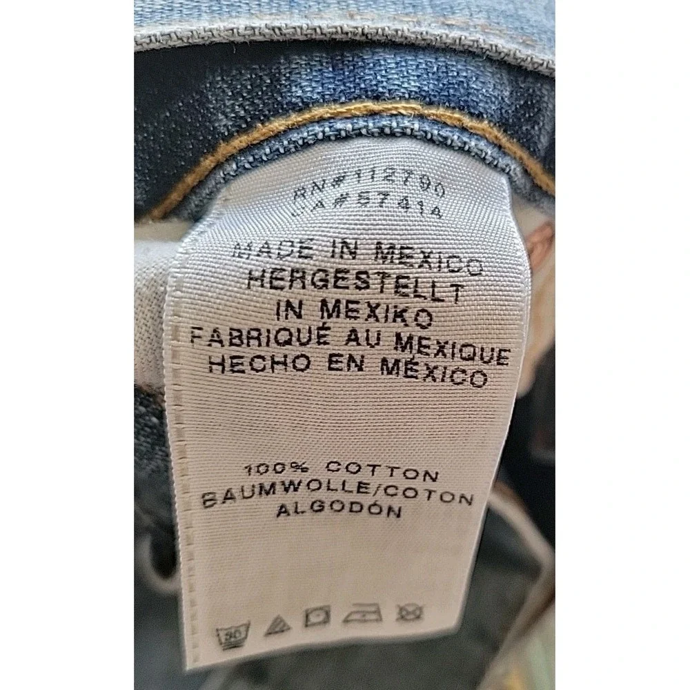 True Religion Mens Section Straight Blue Jeans Size 38 Pocket Flaps Whiskering